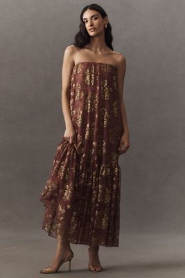 Anthropologie ★ Helsi Naomi Strapless llic Fringe Dress Helsi Naomi Strapless Metallic Fringe Midi Dress | Anthropologie