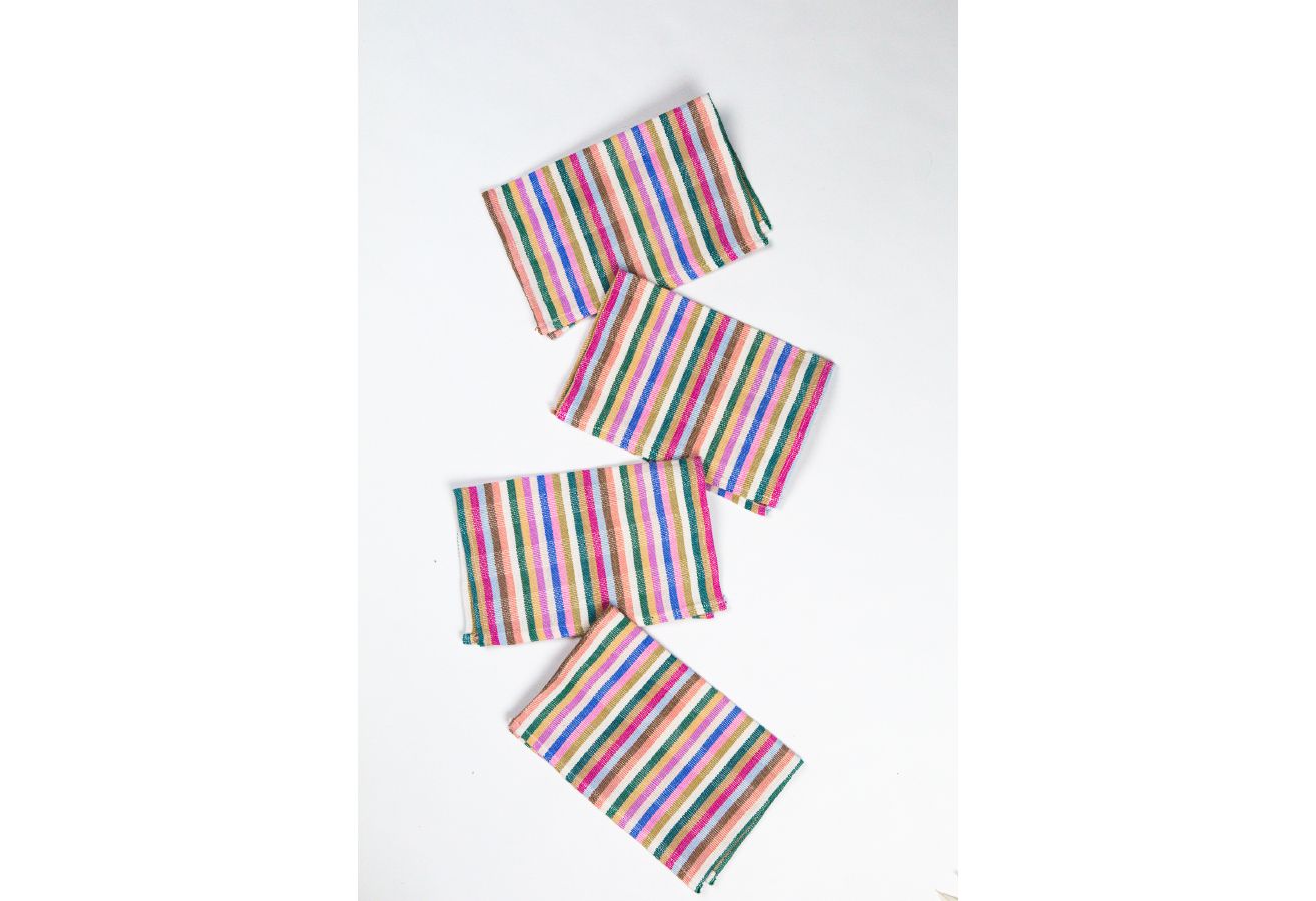Archive New York Valentina Cocktail Napkins, Set of 4 - Rainbow Stripe, Set Of 4