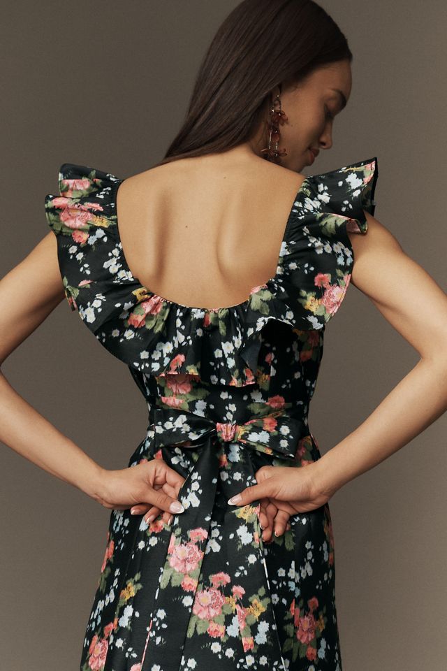 Louise New York Camille Ruffled Floral Brocade Maxi Dress #3