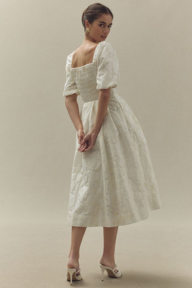 Maison Amory Maiden Short-Sleeve Jacquard Midi Dress #1