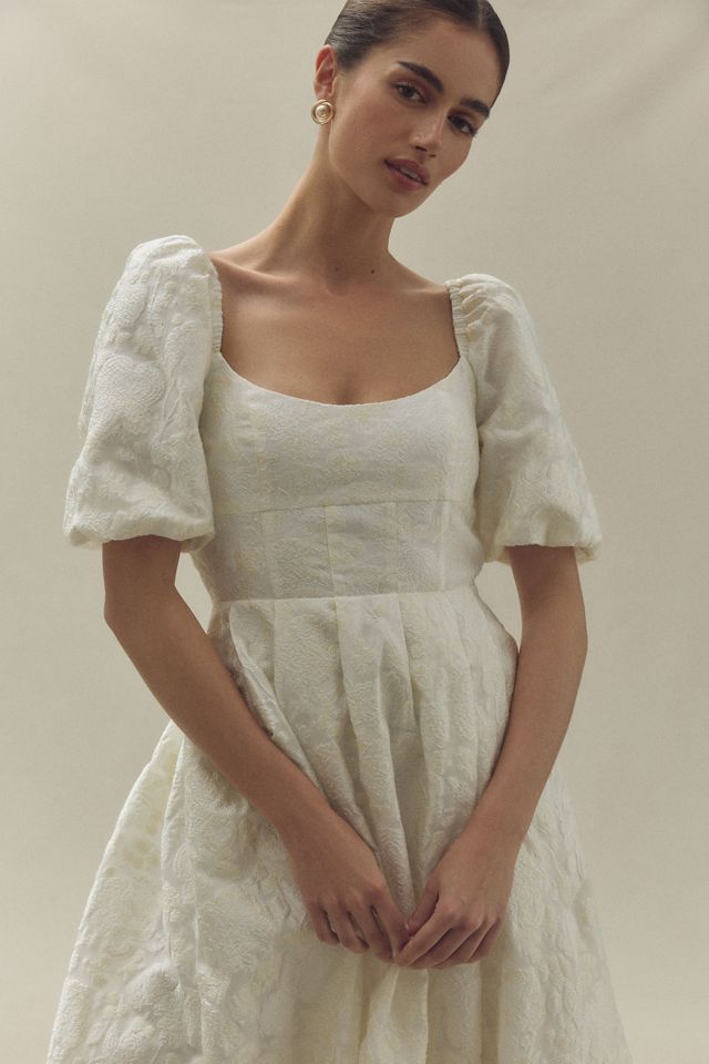 Maison Amory Maiden Short-Sleeve Jacquard Midi Dress #2