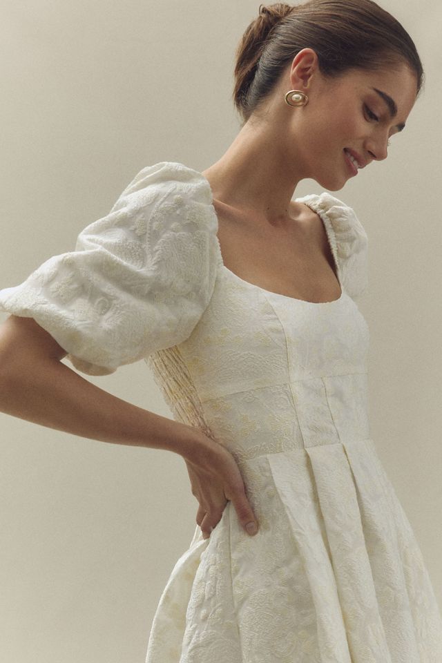 Maison Amory Maiden Short-Sleeve Jacquard Midi Dress #3