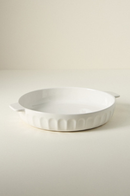 Anthropologie Amelie Latte Portuguese Stoneware Pie Dish In White