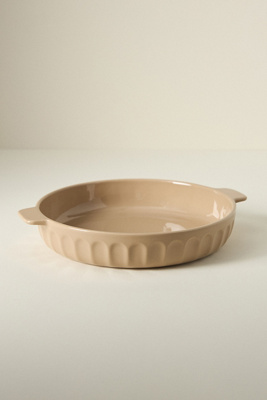 Anthropologie Amelie Latte Portuguese Stoneware Pie Dish In Nude