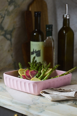Anthropologie Amelie Latte Portuguese Stoneware Square Baking Dish