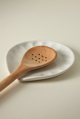 Anthropologie Amelie Latte Portuguese Stoneware Spoon Rest In White