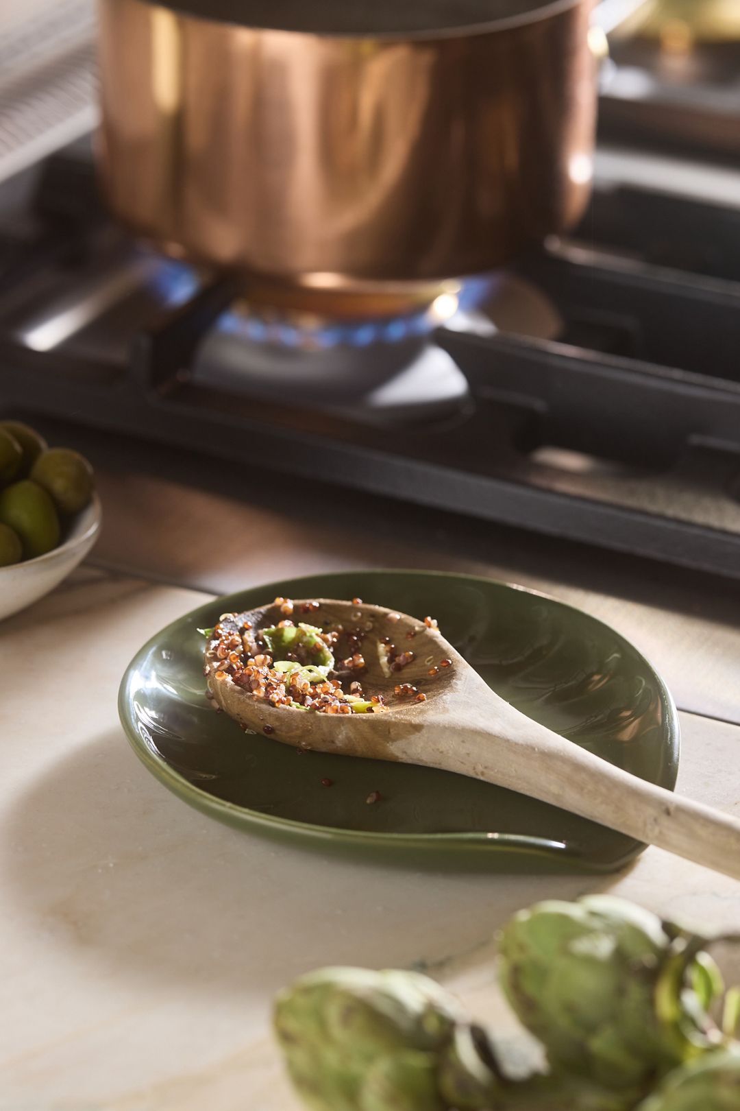 The Latte Stoneware Spoon Rest: Amelie Edition - Fern, Standard, One Size