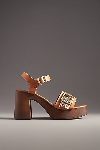 By Anthropologie Studded Wood-Bottom Platform Sandals By Anthropologie Studded Wood-Bottom Platform Sandals