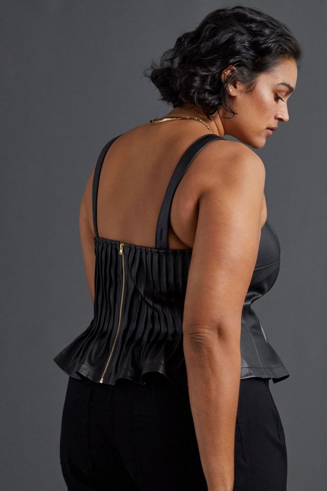Let Me Be Vegan Leather Pintucked Cami #1