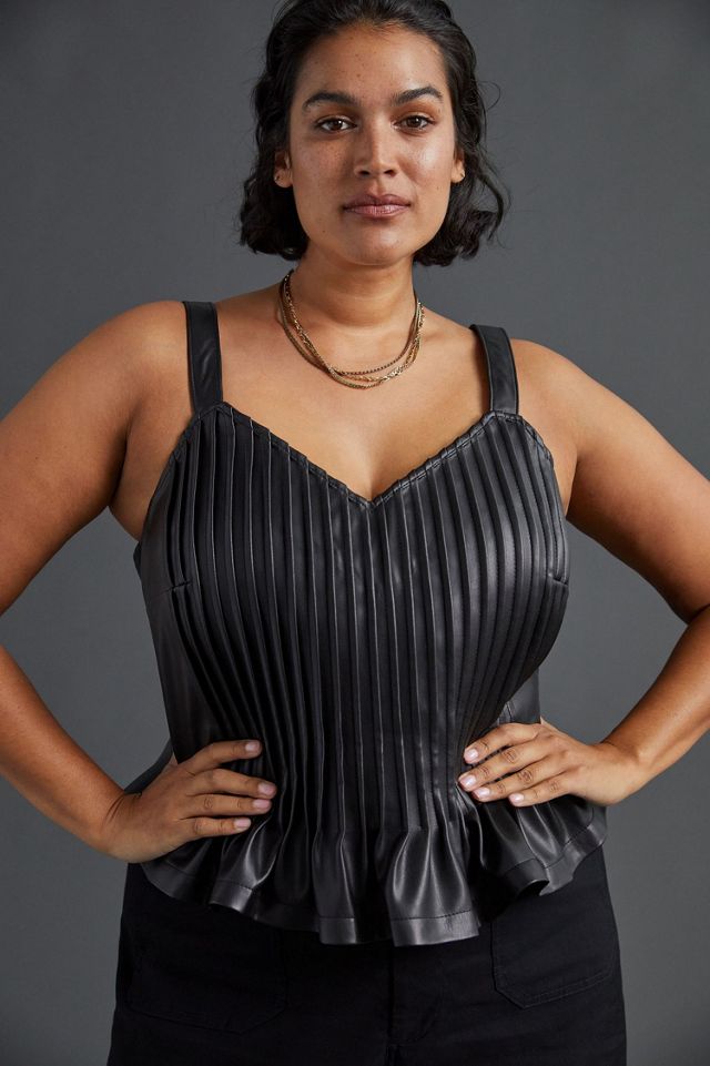 Let Me Be Vegan Leather Pintucked Cami #2