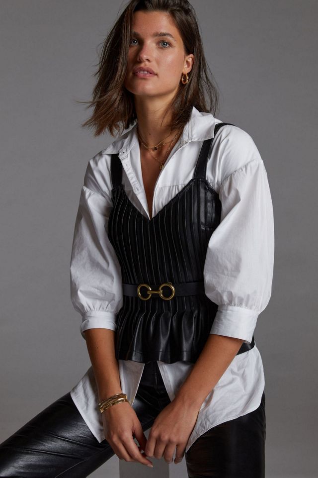 Let Me Be Vegan Leather Pintucked Cami #3