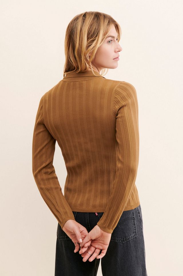 ASTR the Label Ribbed Collared Cardigan