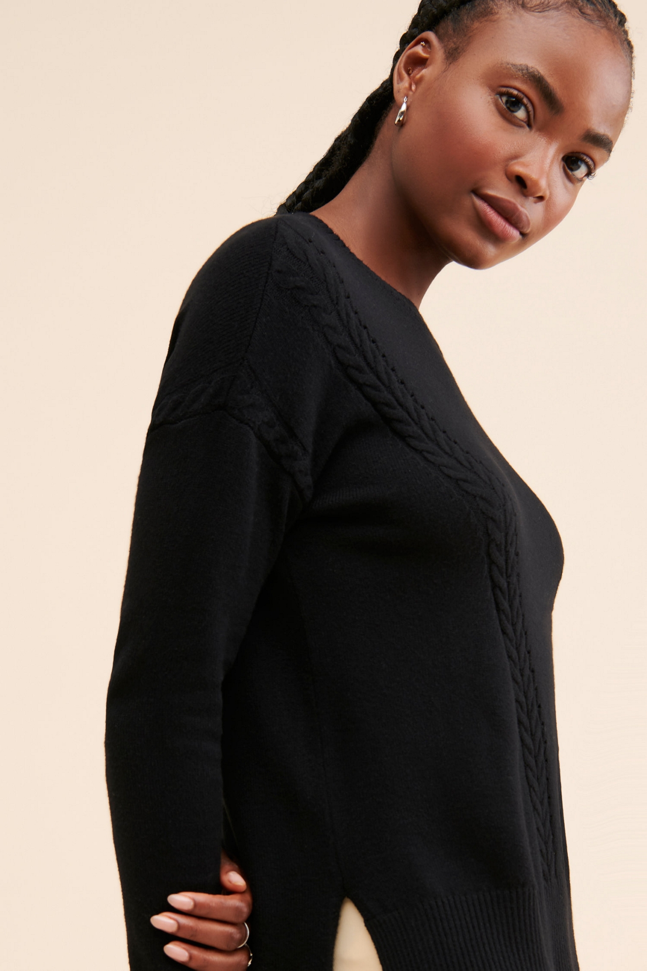 Laundry by Shelli Segal High Low Cable Knit Sweater