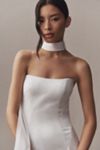 Jenny by Jenny Yoo Addilyn Strapless Neck-Scarf Drop-Waist Satin Wedding Gown