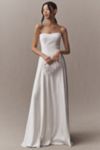 Jenny by Jenny Yoo Addilyn Strapless Neck-Scarf Drop-Waist Satin Wedding Gown