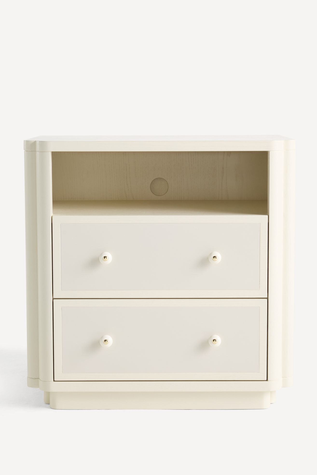 Tabitha Lacquer Two-Drawer Nightstand - Tofu, Standard, One Size