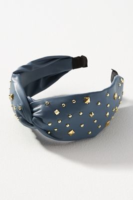 BY ANTHROPOLOGIE STUDDED FAUX-LEATHER TWIST HEADBAND 