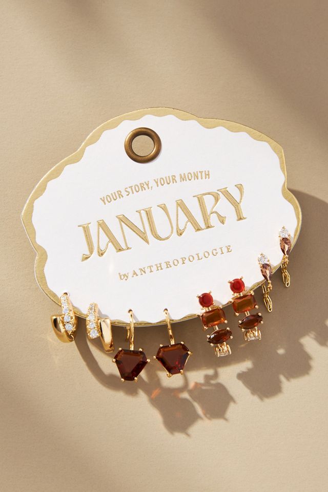 Birthstone Huggie Earrings, Set of 4 #1