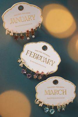 Aretes Huggie de Piedra de Nacimiento, Juego de 4