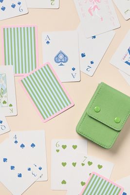 Anthropologie Linen Playing Card Set