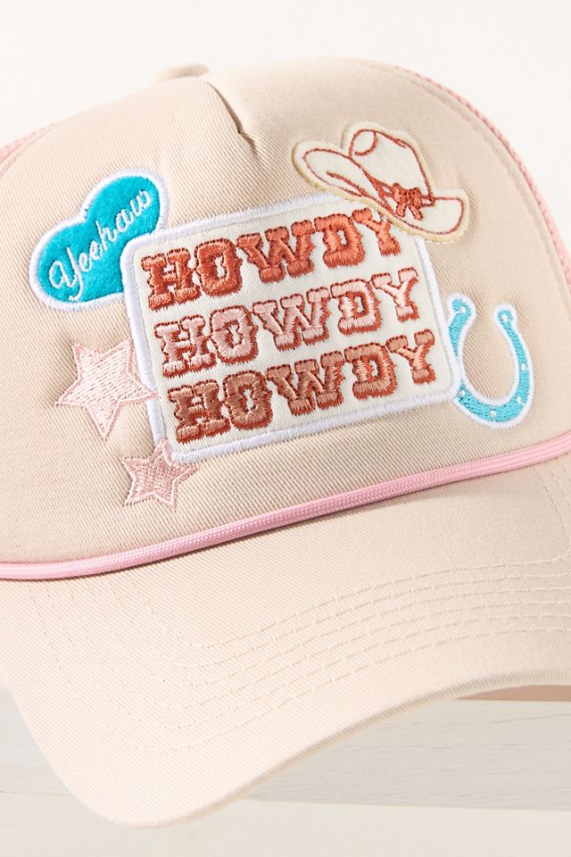 NWT Anthropologie Light Blue Patchwork Trucker Hat with Embroidered Patches Worn/West Embroidered Trucker Hat | Anthropologie main image 3