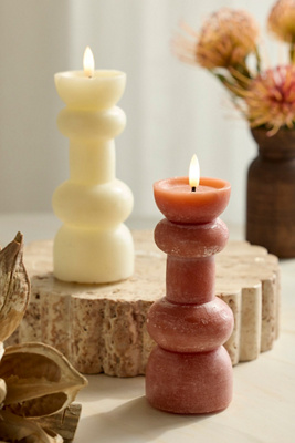 Flameless Rustic Pillar Candle, Tall