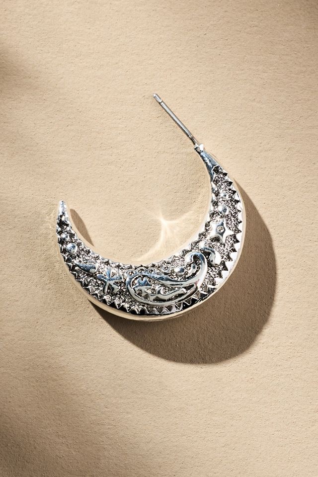 Western Filigree Moon Hoop Earrings #1