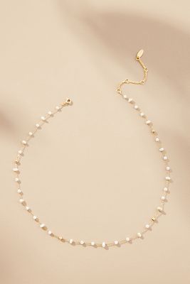 By Anthropologie Mixed Bead Dainty Necklace In White