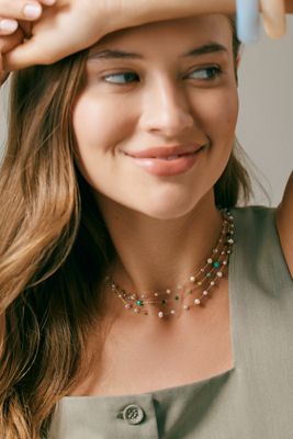 ★MEENDERI★(HANDMADE) KERNEL KNIT NECKLACE - IVORY★正規品 Mixed Metal Chunky Beaded Necklace | Anthropologie