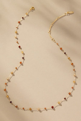 By Anthropologie Mixed Bead Dainty Necklace In Brown