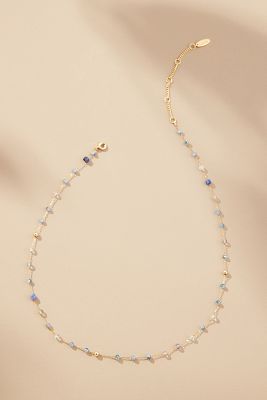 By Anthropologie Mixed Bead Dainty Necklace In Blue