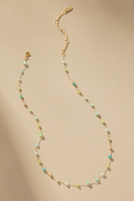 By Anthropologie Mixed Bead Dainty Necklace In Blue