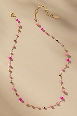 By Anthropologie Mixed Bead Dainty Necklace In Purple
