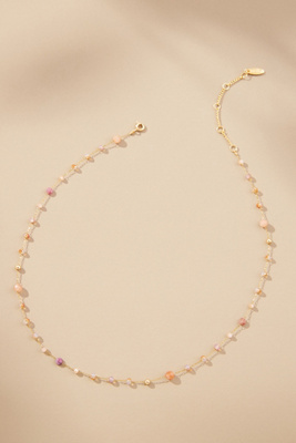 By Anthropologie Mixed Bead Dainty Necklace In Pink