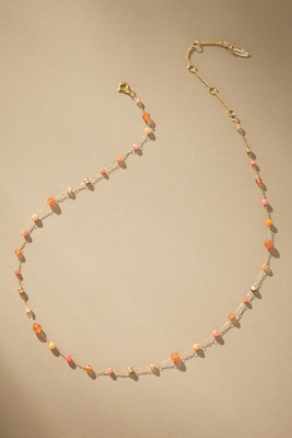 By Anthropologie Mixed Bead Dainty Necklace In Orange