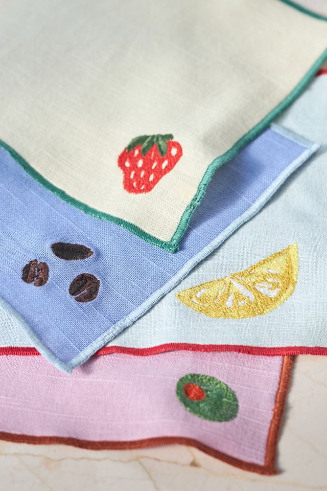 Happy Hour Embroidered Cocktail Napkins, Set of 4 #2