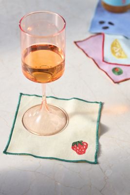 Happy Hour Embroidered Cocktail Napkins, Set of 4