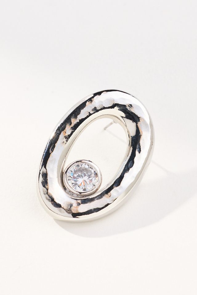 Oval Crystal Post Earrings #1