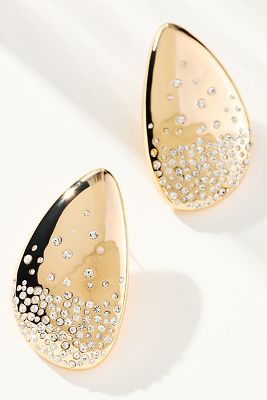 Shop Anthropologie Oversized Crystal Disc Earrings In Gold