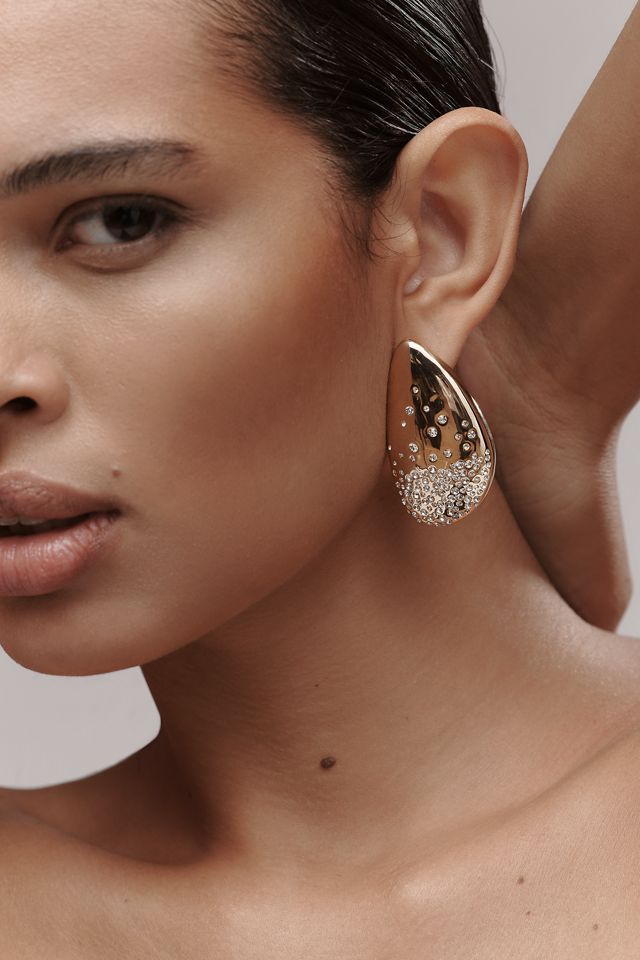 Oversized Crystal Teardrop Earrings #1