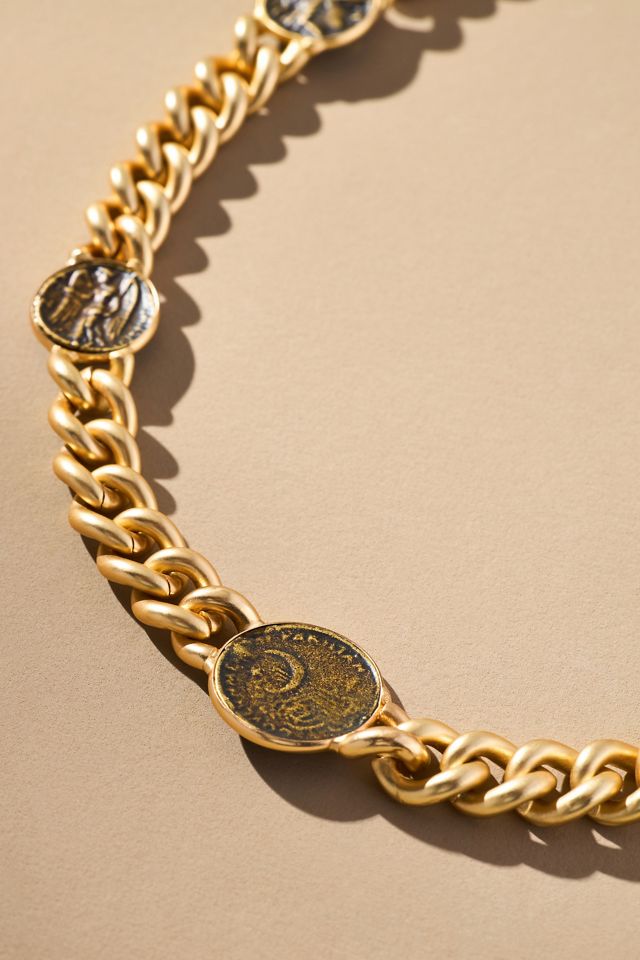 Braided Metal Coin Necklace #2
