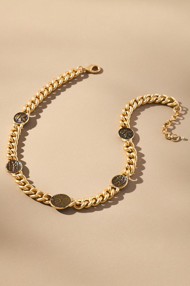 Braided Metal Coin Necklace #1
