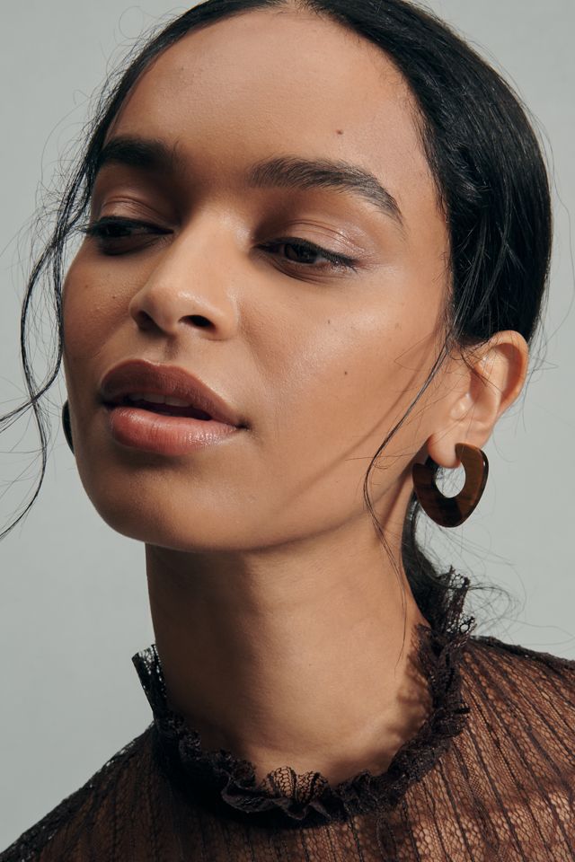 Mod Shaped Stone Hoop Earrings #2