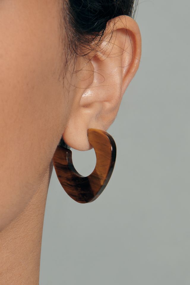 Mod Shaped Stone Hoop Earrings #3