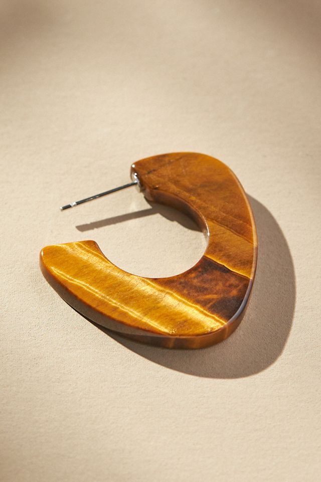 Mod Shaped Stone Hoop Earrings #4