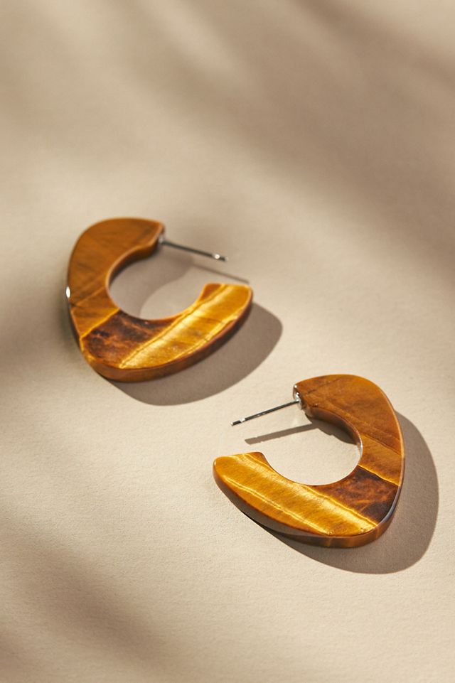 Mod Shaped Stone Hoop Earrings #1