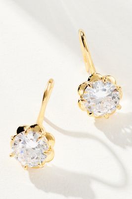 Shop By Anthropologie Gold-plated Glass Stone Drop Earrings In Clear