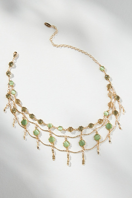 By Anthropologie Triple-layer Crystal Necklace In Green