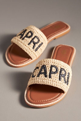De Siena Capri Low Sandals In Natural-black In Beige