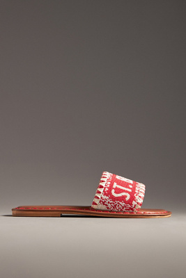 De Siena Destination Beaded Slide Sandals In Red